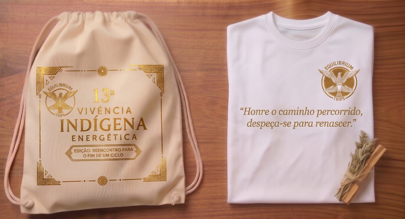 Press Kit Equilibrium Trips com ecobag, Palo Santo e camiseta exclusiva